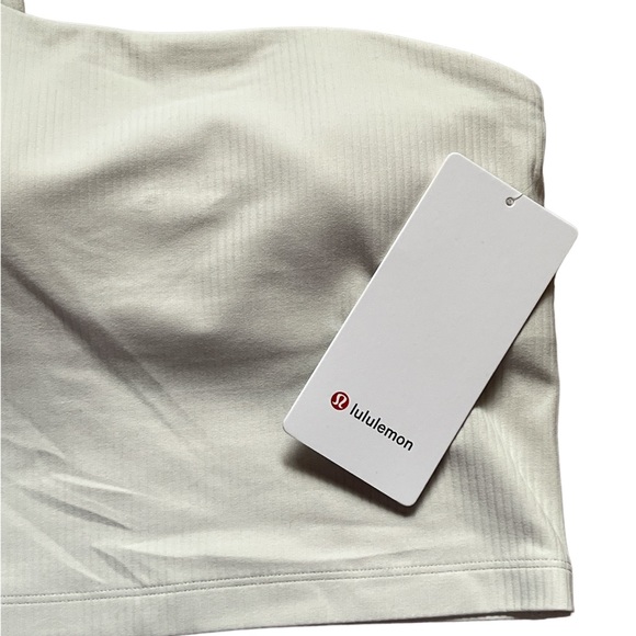 LULULEMON RIBBED NULU ASYMMETRICAL YOGA TANK in BONE (off-white). SIZE 6. NWT! - Picture 6 of 7